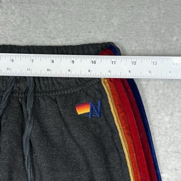 Aviator Nation Sweatpants Joggers 5 Stripe Rainbow Velvet Logo Women’s Small - Picture 5 of 13